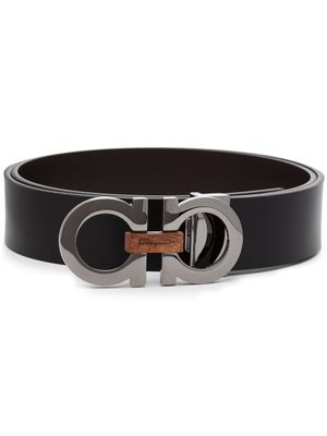 Ferragamo ceinture Gancini à design réversible - Noir