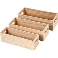 Creativ Company Opslag kratten, h: 6,5-7,5 cm, l: 22+23,5+25 cm, b: 6,5+7,5+8,5 cm, 3 stuk/ 1 set Creativ Company Opslag kratten, h: 6,5-7,5 cm, l: 22+23,5+25 cm, b: 6,5+7,5+8,5 cm, 3 stuk/ 1 set