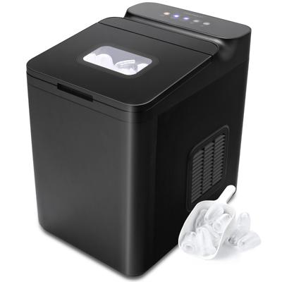 Tegenaanrecht Ijsmaker Ijsblokjesmachine met warmte-isolatie 15 kg dagelijkse opbrengst 6-Min Snelle Cyclus Auto-Reinigen Zwart
