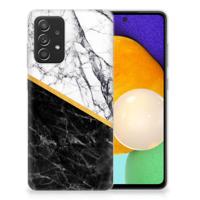 Samsung Galaxy A52 (5G/4G) | TPU | Siliconen hoesje | Marmer Wit Zwart - Origineel Cadeau Man