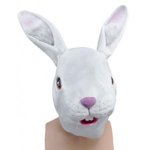 Konijnen masker - wit - volwassenen - konijn/haas verkleedmasker
