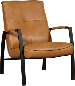 Cognac leren industriële stalen fauteuil Level - Granada leer Sahara (cognac leer)