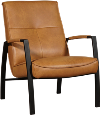 Cognac leren industriële stalen fauteuil Level - Granada leer Sahara (cognac leer)