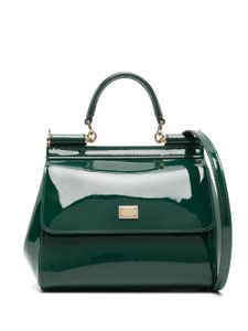 Dolce & Gabbana sac à main Sicily médium en cuir verni - Vert