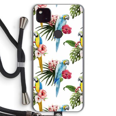 Kleurrijke papegaaien: Pixel 4a 5G Transparant Hoesje met koord
