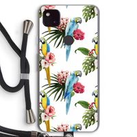 Kleurrijke papegaaien: Pixel 4a 5G Transparant Hoesje met koord
