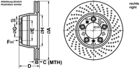 Remschijf ATE, Remschijftype: Geperforeerd / Geventileerd, Inbouwplaats: rechts, u.a. für Porsche