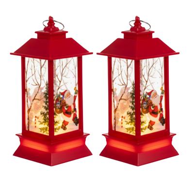 Ruhhy Kerstlantaarn - 2x - rood - 12 x 5 cm - kunststof - LED licht - lantaarn Ruhhy Kerstlantaarn - 2x - rood - 12 x 5 cm - kunststof - LED licht - lantaarn