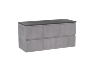 Linie Lado zwevend badmeubel 120 x 46 cm beton donkergrijs met Lado asymmetrisch wastafelblad in leisteen grijze melamine