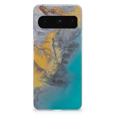 Google Pixel 8 Pro | TPU | Siliconen hoesje | Marble Blue Gold