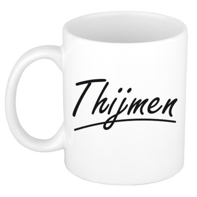 Thijmen Naam koffiemok - beker - met sierlijke letters - wit - 300 ml - Cadeau - Heren Thijmen Naam koffiemok - beker - met sierlijke letters - wit - 300 ml - Cadeau - Heren