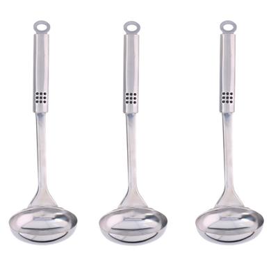 Soep/saus opscheplepel - 3x stuks - zilver - RVS - 31 cm - Keukengerei - soeplepel