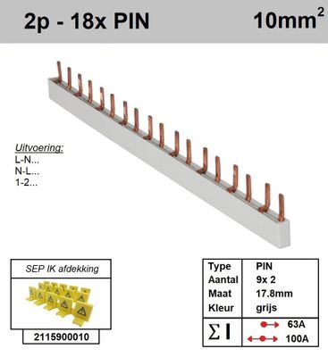 SEP Verdeelkam 2f pin 18 mod 18mm grijs P02018G00
