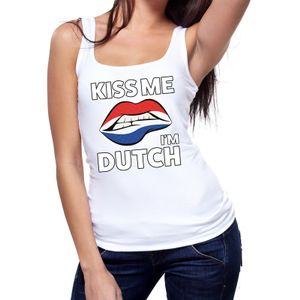 Kiss me I am Dutch wit fun-t tanktop voor dames XL  -