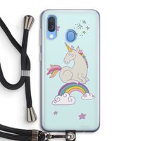 Regenboog eenhoorn: Samsung Galaxy A40 Transparant Hoesje met koord