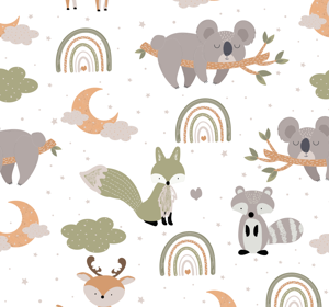 Patroon Scandinavisch dieren behang