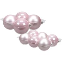 20x stuks roze glazen kerstballen 8 en 10 cm mat/glans - thumbnail