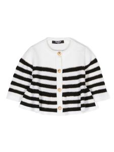 Balmain Kids cardigan rayé à design péplum - Blanc