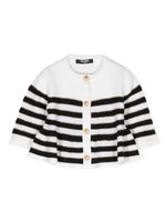 Balmain Kids cardigan rayé à design péplum - Blanc - thumbnail