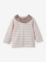 T-shirt met Liberty®-stof baby - Biologisch katoen CYRILLUS roze, bedrukt