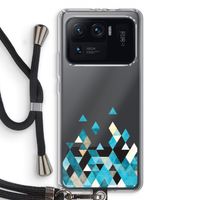 Gekleurde driehoekjes blauw: Xiaomi Mi 11 Ultra Transparant Hoesje met koord