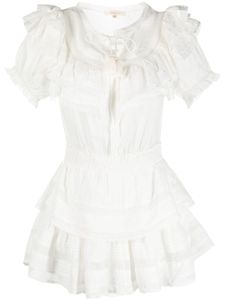 LoveShackFancy robe Liv à volants - Blanc