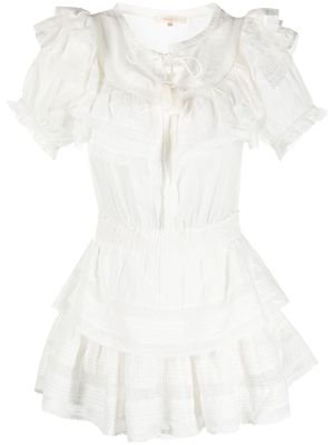 LoveShackFancy robe Liv à volants - Blanc