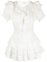 LoveShackFancy robe Liv à volants - Blanc