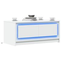 Salontafel met LED-verlichting bewerkt hout wit