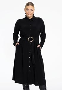 Yoek Jurk met ceintuur | Zwart | Maat 54/56