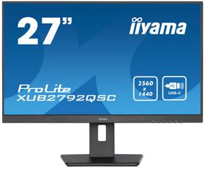 Iiyama PROLITE XUB2792QSC-B5 LED-monitor Energielabel E (A - G) 68.6 cm (27 inch) 2560 x 1440 Pixel 16:9 4 ms HDMI, DisplayPort, USB-C, USB, Hoofdtelefoon (3.5