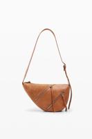 Middelgrote leren tas met ritsen - BROWN - U