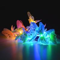 Zonne-energie aangedreven Butterfly Fiber Optic Fairy string waterdichte kerst outdoor tuin vakantie verlichting grootte: 4m 12LEDs