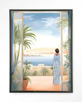 Urban Cotton Wandkleed 'Florine' 80 x 110cm in Floating Frame - black