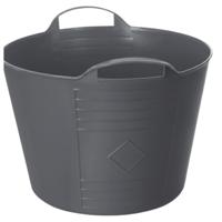 Flexibele kuip / emmer - antraciet - 15 liter - kunststof - 35 x 28 cm - met handvatten