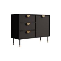 Meubella Dressoir Veerle - Zwart - 100 cm - thumbnail