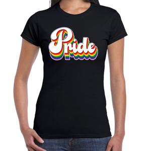 Bellatio Decorations Gay Pride T-shirt voor dames - pride - zwart - regenboog - LHBTI 2XL  -