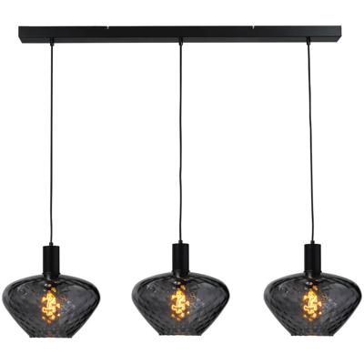 Masterlight 3-lichts hanglamp - zwart -Porto met Blossom clear glazen - 2711-05-05-100-3-8