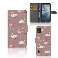 Nokia C2 2nd Edition Telefoonhoesje met Pasjes Flamingo