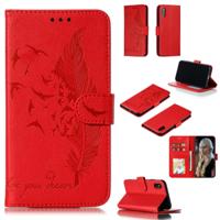 Feather patroon Litchi textuur horizontale Flip lederen draagtas met portemonnee & houder & kaartsleuven voor iPhone XS/X (rood)
