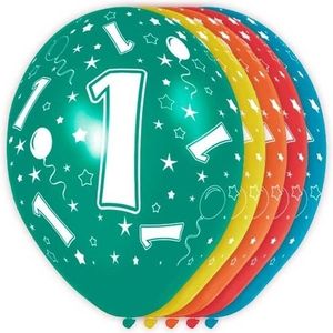 5x Verjaardag 1 jaar helium ballonnen 30 cm