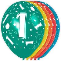 5x Verjaardag 1 jaar helium ballonnen 30 cm - thumbnail