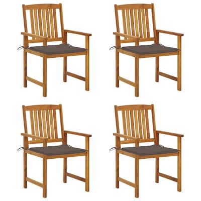 Tuinstoelen 4 st met kussens massief acaciahout