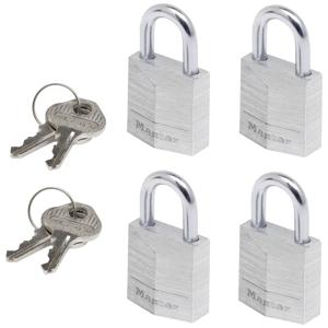 MASTER LOCK Hangslot met 20 mm breed massief aluminium huis; verpakking van 4