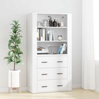 Hoge kast bewerkt hout wit