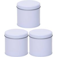 3x Wit laag rond bewaarblik/opbergblik 10 cm - Voorraadblikken