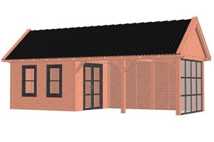 Buitenverblijf Zadeldak XL 885x380 cm - Combinatie 1- Zadeldak- Onbehandeld lariks Douglas hout- Trendhout