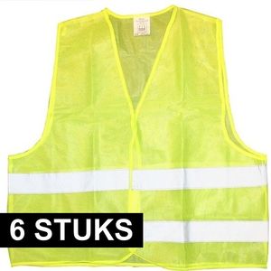 6x Veiligheidsvest fluorescerend geel voor volwassenen   -