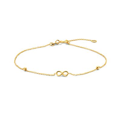 Armband Infinity-Bolletjes geelgoud 0,7 mm 16-19 cm