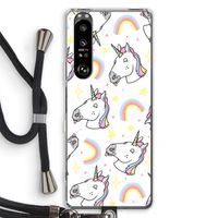 Rainbow Unicorn: Sony Xperia 1 III Transparant Hoesje met koord